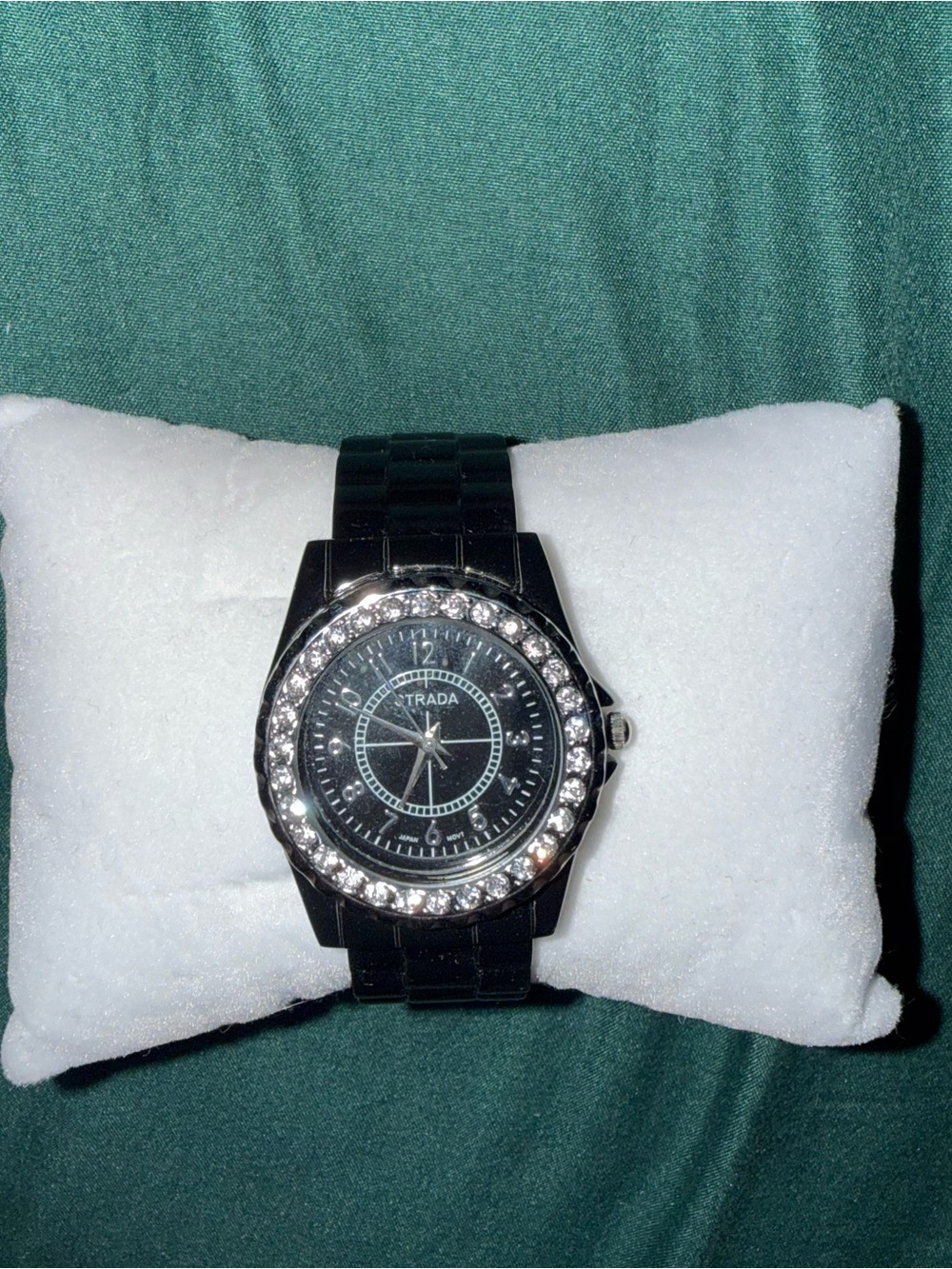 Strada Black Watch with Crystal Bezel